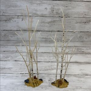 LEMAX lot of 2 Bare Branch Birch cluster of trees Christmas Village accessories